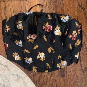 Anthropologie Black Floral Crop Top